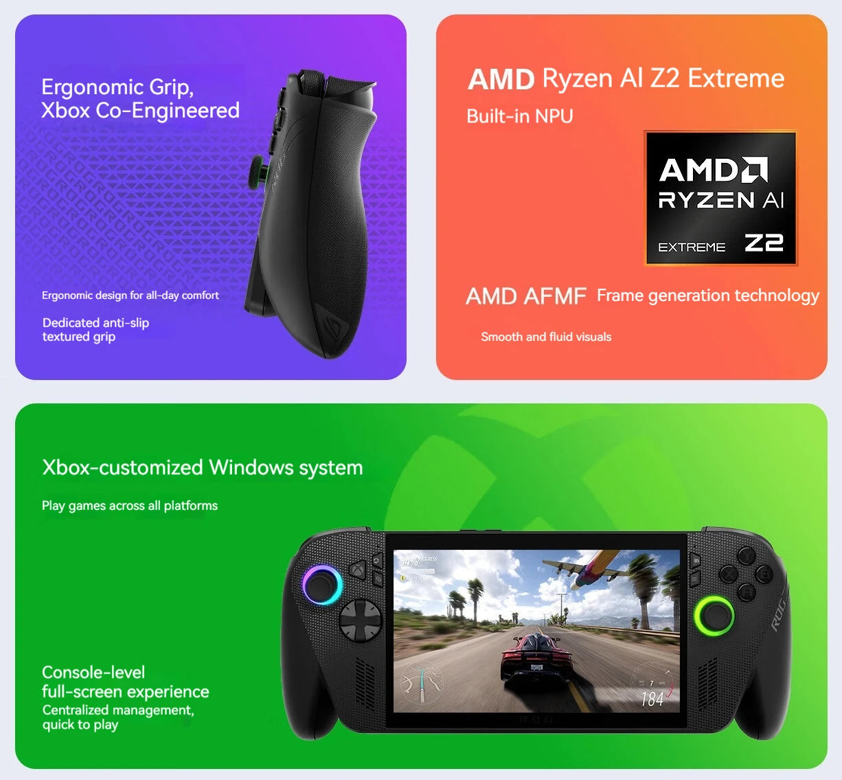 ROG XBOX ALLY X 7'' Handheld With Windows11 Ryzen AI Z2 Extreme 24GB+1TB SSD 500nits Support VRR Variable Refresh Rate Console